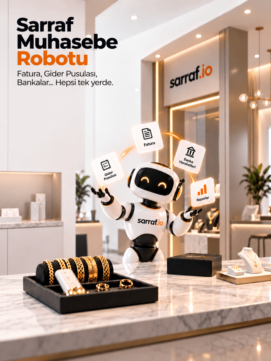Sarraf Muhasebe Robotu; fatura, gider pusulası, banka hareketleri ve raporlar tek yerde
