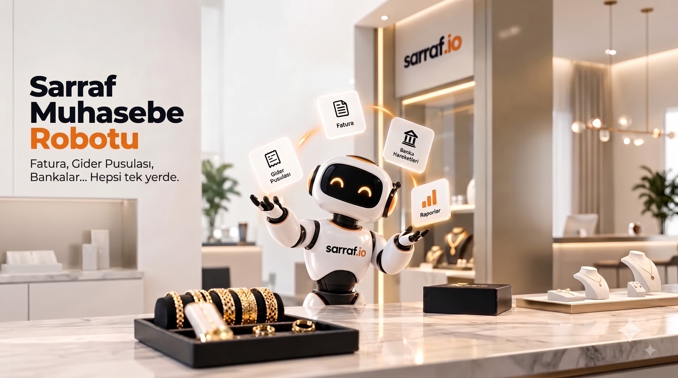 Sarraf Muhasebe Robotu; fatura, gider pusulası, banka hareketleri ve raporlar tek yerde